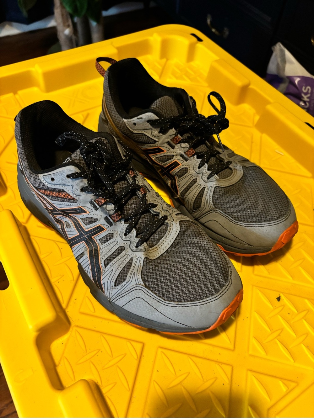 ASICS Gray and Orange Men's Trail Running Shoes